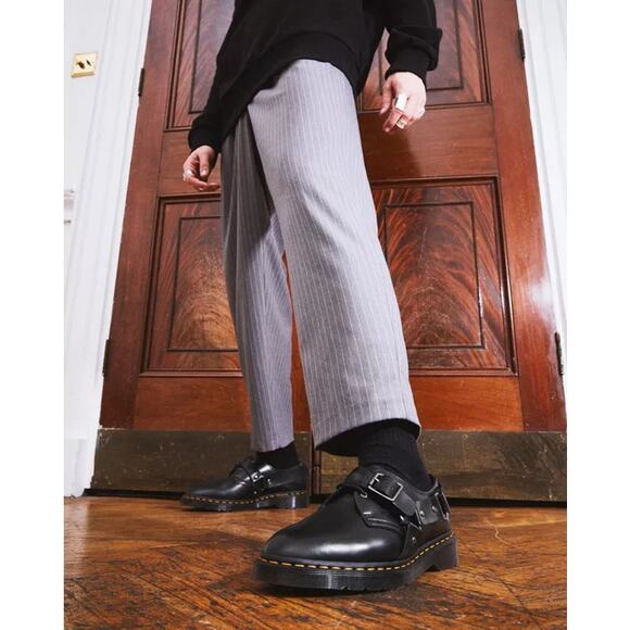 NEW Dr. Martens Henree Unisex Polished Smooth Leather Buckle Lace Up Shoes Sz 6 - Picture 5 of 11